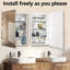 Medicine Cabinet With Mirror Door & Removable Shelves, Rectangular Beveled Edge Frame, No Assembly（White）-2146422332
