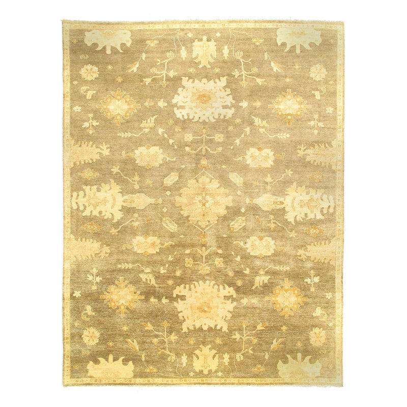 Tapis fin noué à la main Oushak 8 pi 6 po x 11 pi 6 po