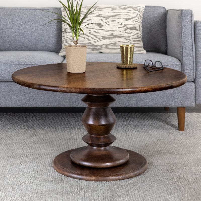 Berns Solid Wood Pedestal Coffee Table, Walnut