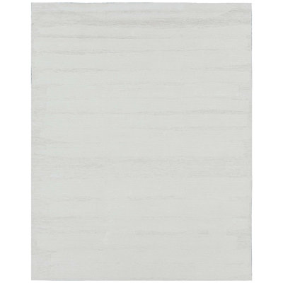 Hand Knotted Wool Area Rug in White