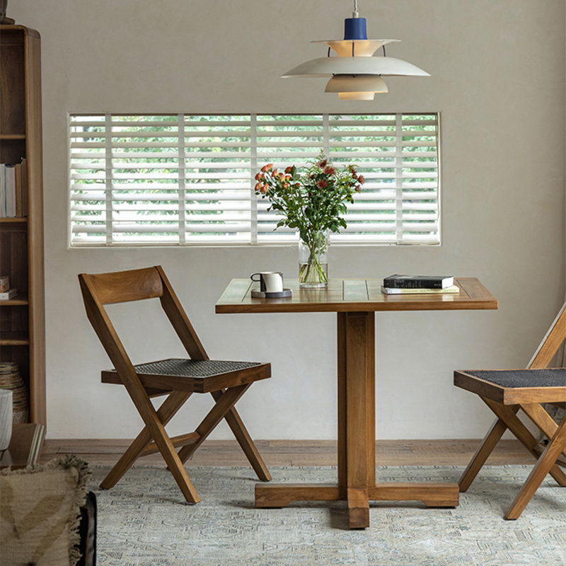 Table de salle à manger rectangulaire en bois massif brun, H 29,53 po x L 39,37 po x l 39,37 po