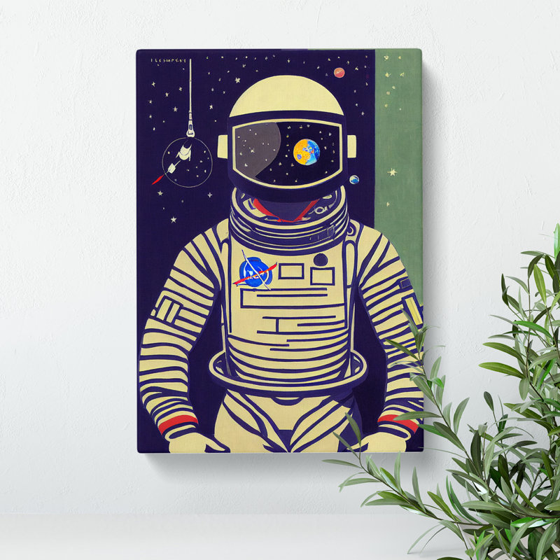 XC1022-3777X Retro Astronaut No.2 - Wrapped Canvas Print, 76cm H x 50cm W x 3cm D