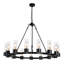  15 - Lustre moderne en forme de roue de chariot 33,66 "noir pour salon