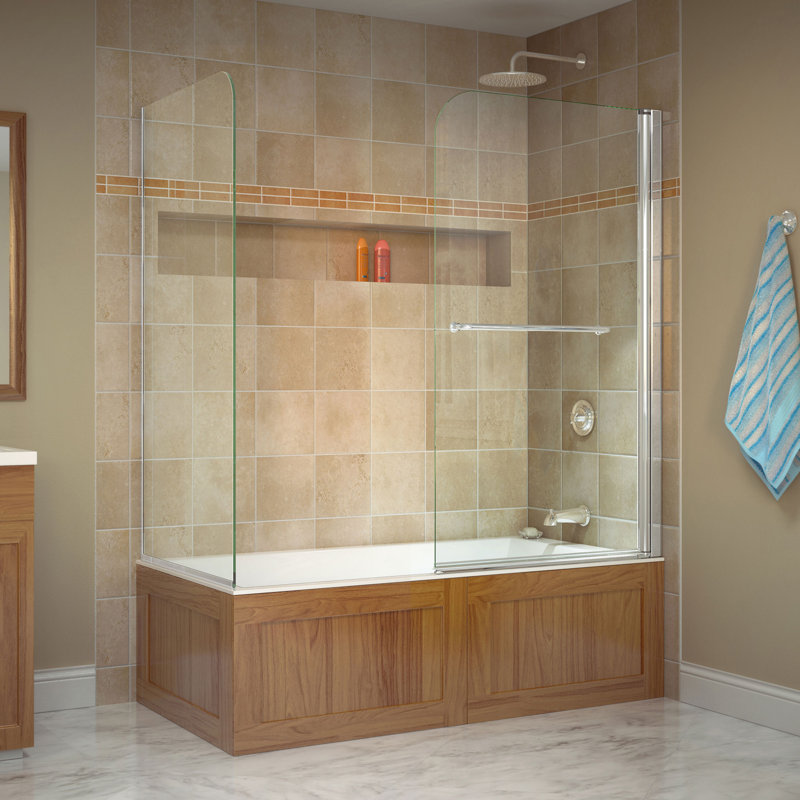 Porte de baignoire sans cadre pivotante l 56 po x H 58 po Aqua