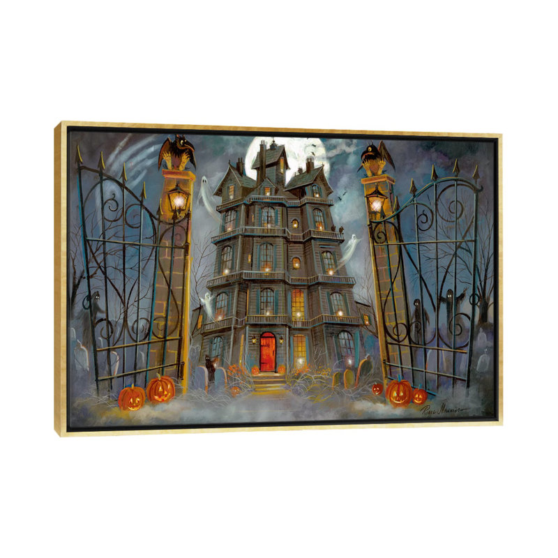 Haunted Mansion par Ruane Manning - reproduction d'art, H 18 po x l 26 po x P 1,5 po, Toile encadrée d'or, Aucun mat