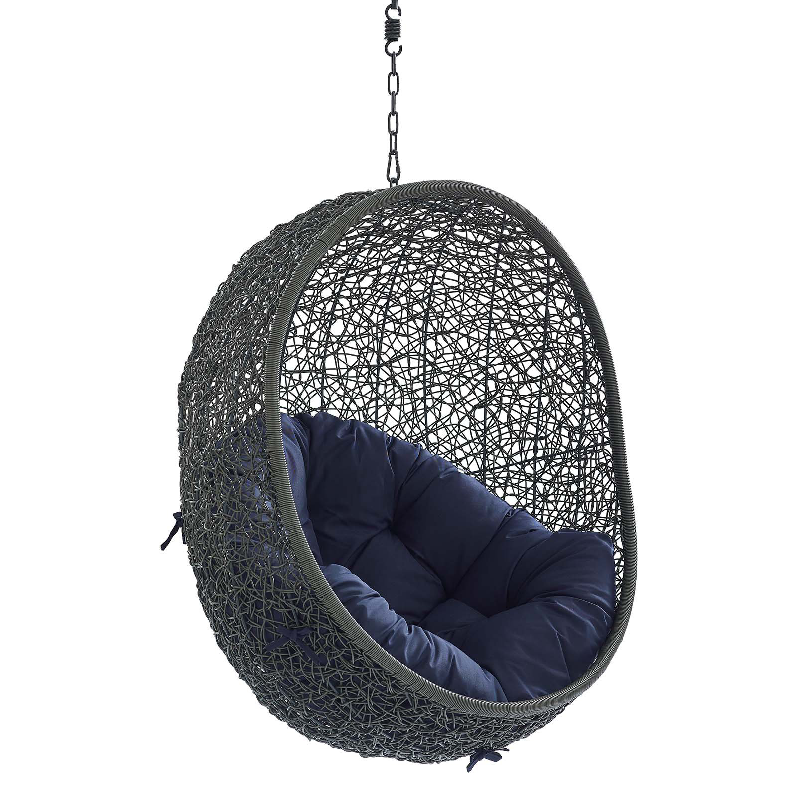 Modway Hide Sunbrella Fabric Swing Outdoor Patio Lounge Chair without Stand, Gray/Navy