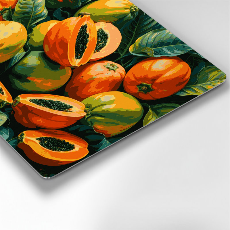 Fruit, papaye brune, art mural en métal, H 11 po x l 14 po