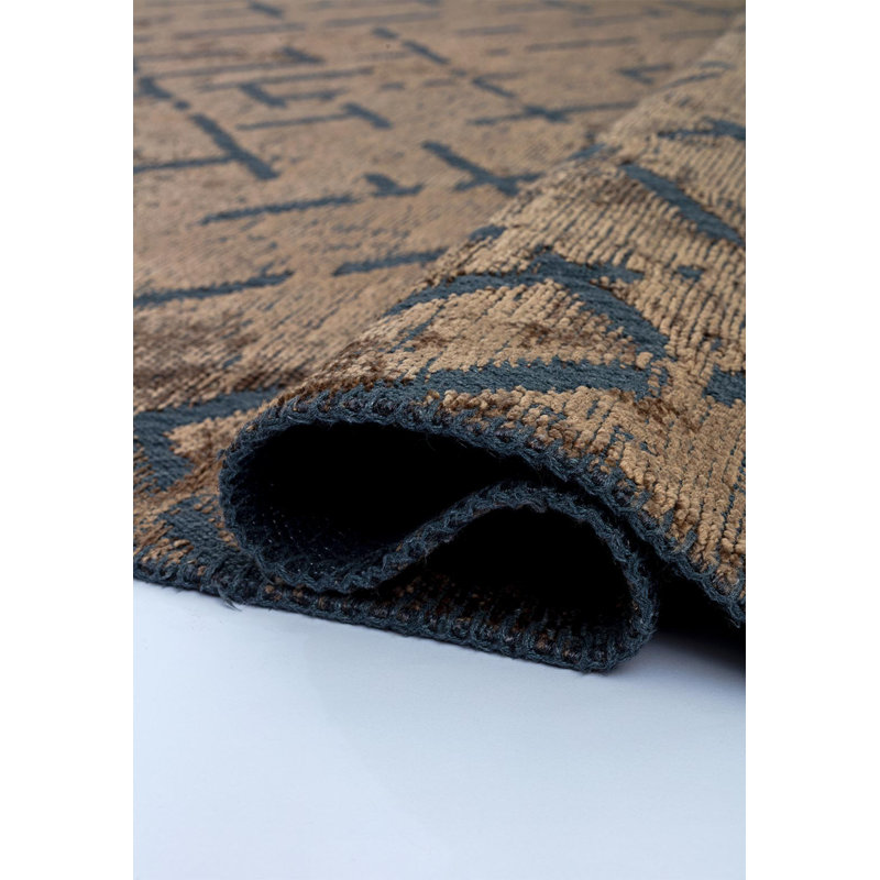 Rapture Abstract Area Rug in Brown, Rectangle 9' x 12'