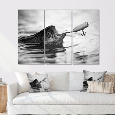 «Catching Bass Fish - Chasse et pêche», ensemble d'art mural