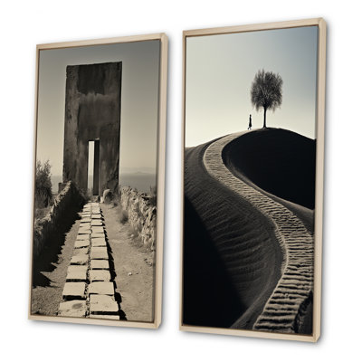 «Black and White Minimal Horizon Photo», ensemble d'art mural abstrait sur toile
