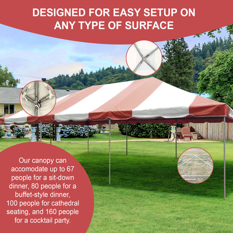 Red and White Galvanized Steel 20' x 40' Party Tent