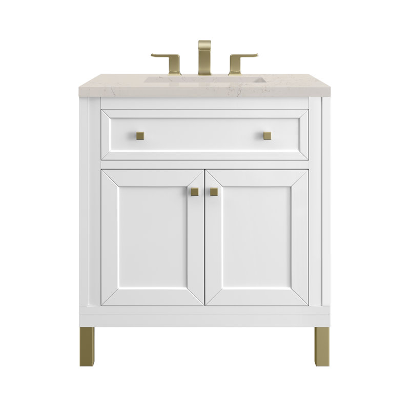 Chicago 30'' W Single Vanity, Glossy White, Siberian, 8" Widespread