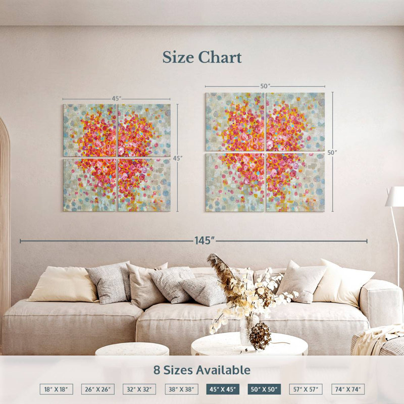 Circle Of Hearts, H 50 po x l 50 po