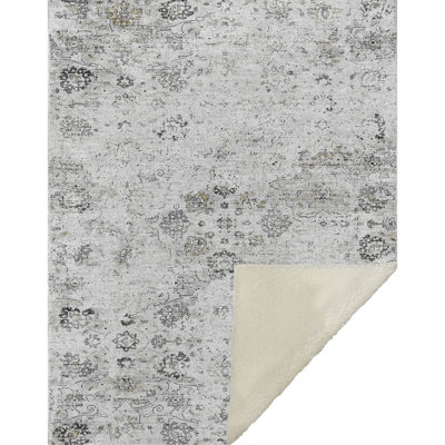 One Pixie Street Gray 50" x 70" Sherpa Throw Blanket, Gray