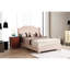 Grand lit tapissier avec pieds - velours beige, velours transitionnel pour le confort