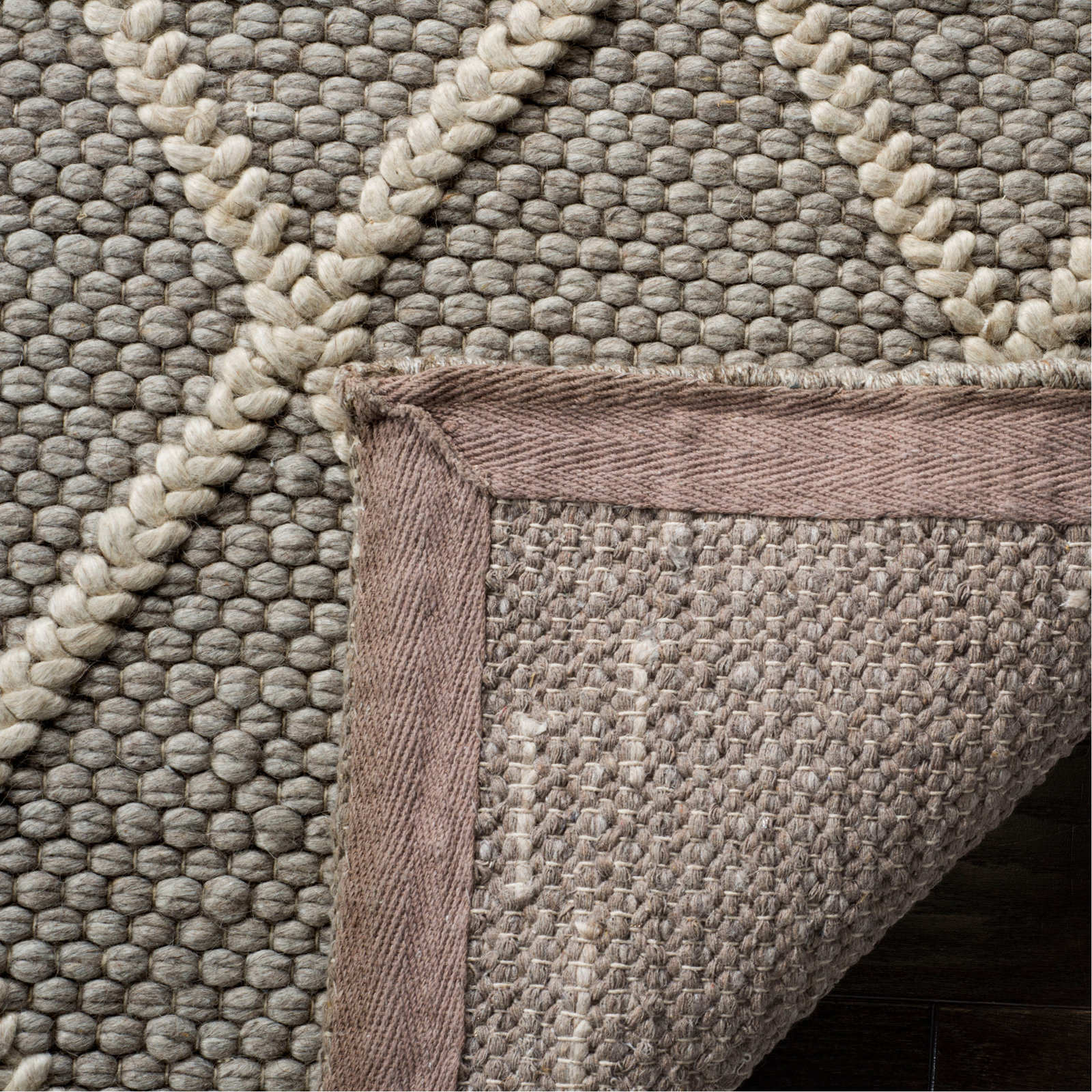Russo Gray Hand-Woven Geometric Flatweave Rug, Rectangle 10' x 14'