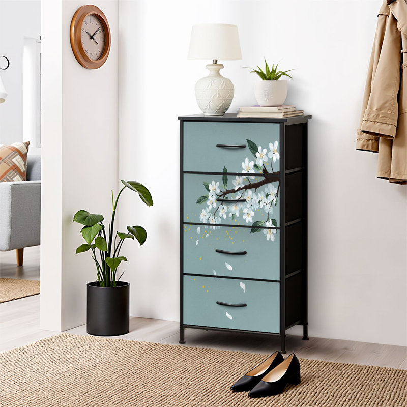 blue dresser wayfair Dresser for Bedroom Dresser for Closet Botanical Floral Dark Blue Leafy  Branches Dressers & Chests of Drawers Fabric Closet Organizers and Storage