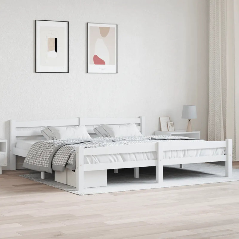 Beeman Solid Wood Bed, White, 200 x 200 cm