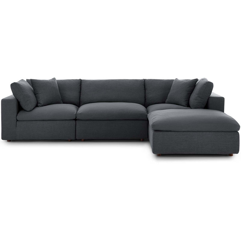 Modway Copper Grove Hrazdan Down-filled 4-piece Sectional Sofa Set, Gray