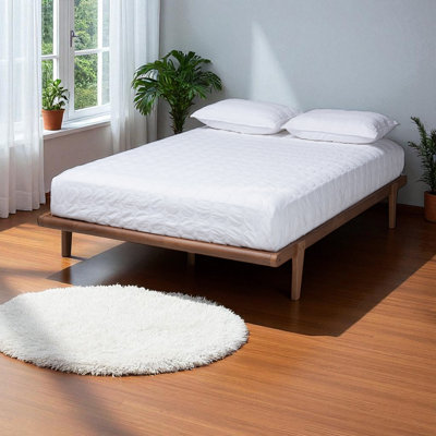 Live Edge Queen Size Platform Bed Frame in Brown Finish, 12.63'' H X 62.66'' W X 81.03'' L