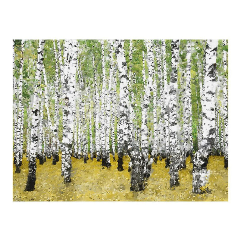 Murale forêt de bouleaux automnale, L 90 po x l 118 po, Green