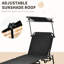 Chaises de plage avec baldaquin et fonction inclinable - pliable, structure en acier, poche latérale noire pour patio, piscine, cour pliable au bord de la piscine, poche, parasol pour l'extérieur, plage, cour, patio