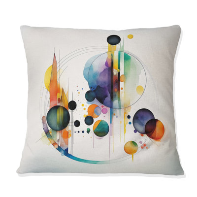 Multi-Color Watercolor Geometric Art I - Abstract Geometric Printed Throw Pillow