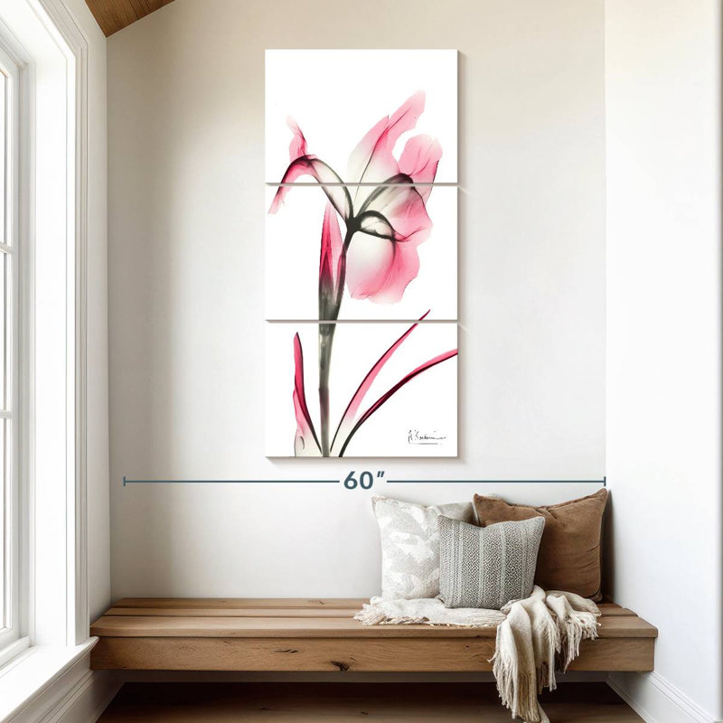Iris rose infusé II, H 52 po x l 24 po