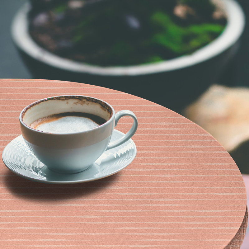 Ebern Designs Peach Fitted Round Tablecloth Coral