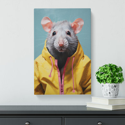 Rat Minimalism Art - Wrapped Canvas