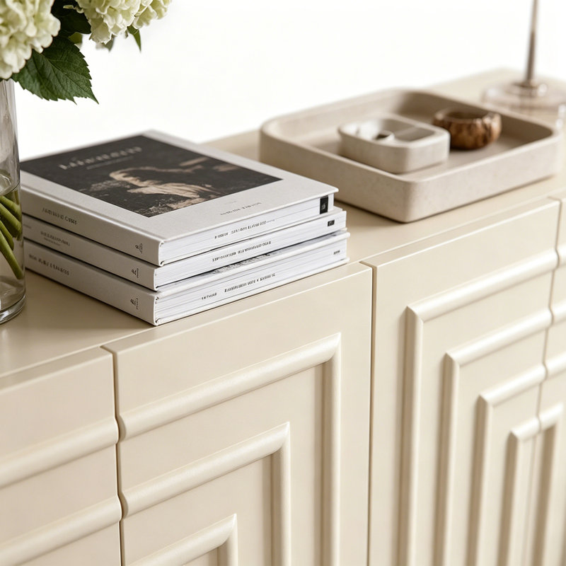 Armoire d'entrée de style américain, H 31,5 po x l 62,99 po x P 15,75 po, Crème