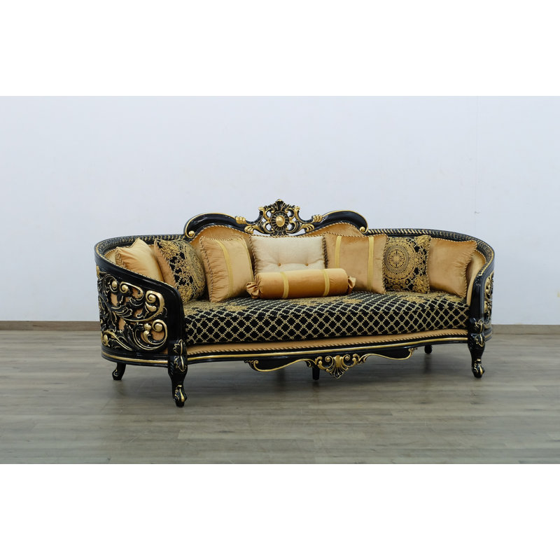 Sofa, Black/Gold/Brown