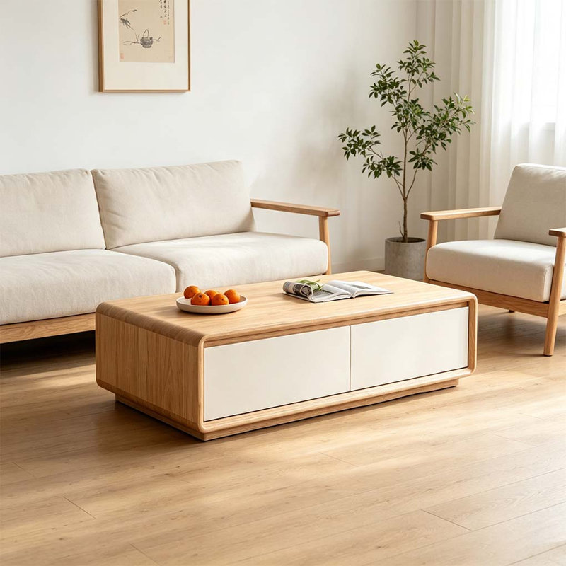 Solid Wood Drawer Storage Coffee Table