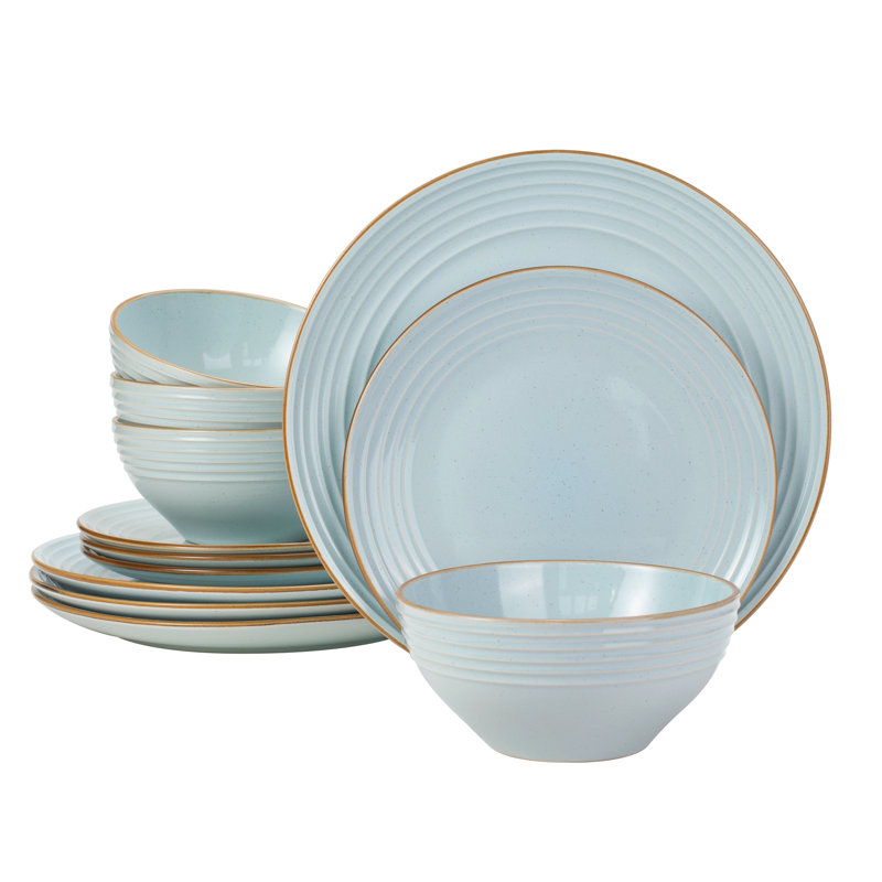 Granduca 12 Piece Dinnerware Set, dish sets for 4, Light Blue