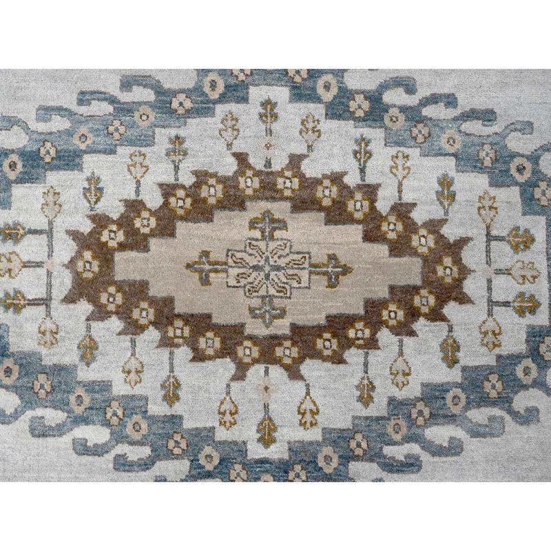 Tapis carré géométrique noué à la main 14 pi x 14 pi BoothBay gris 1F3D2333800148019EE633EC16ADDEA8