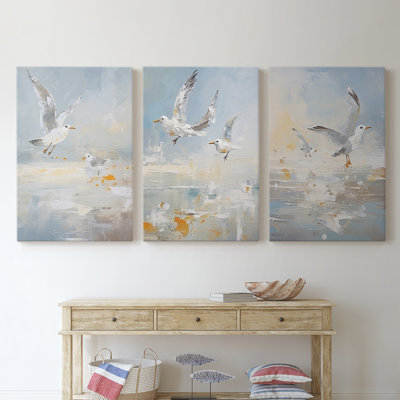 Série Sea and Shore CV III - Ensemble de 3 toiles tendues avec châssis - Prêt à être accroché
