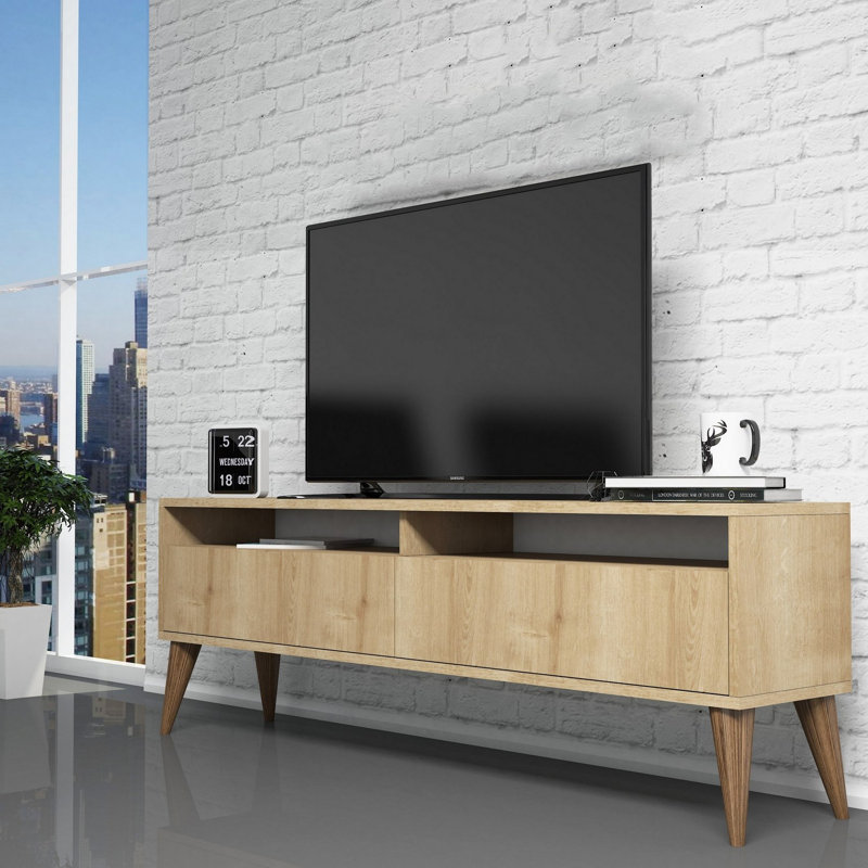 Meuble télé 59,1 po x 11,8 po x 11,8 po Modern Modern | 100% panneau de particules enduit de mélamine, épaisseur: 0,7 pouce | Design scandinave, élégant et durable, parfait pour le salon et le divertissement, brun uni