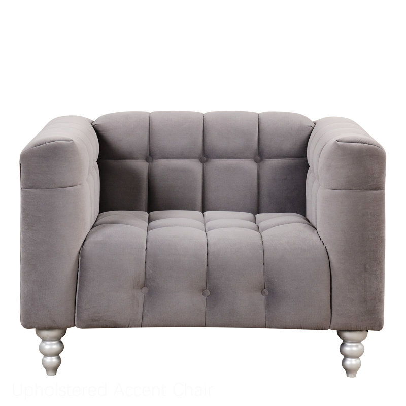 Aisyah Upholstered Armchair, Gray Polyester