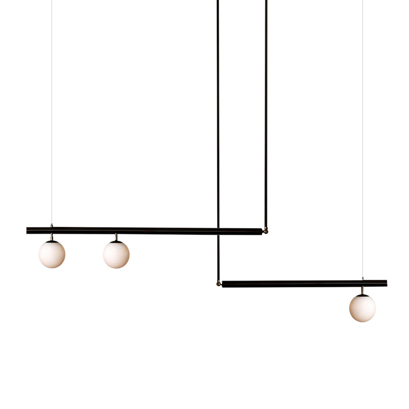 3 - Light Kitchen Island Linear Pendant, Black