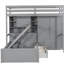 Lit superposé simple avec tiroirs, garde-robe, tablettes de rangement et lit hydraulique, gris