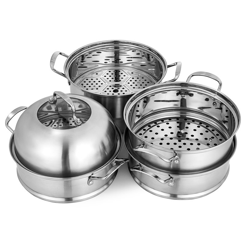 VEVOR 5-Tier Stainless Steel Food Steamer Set with Glass Lid