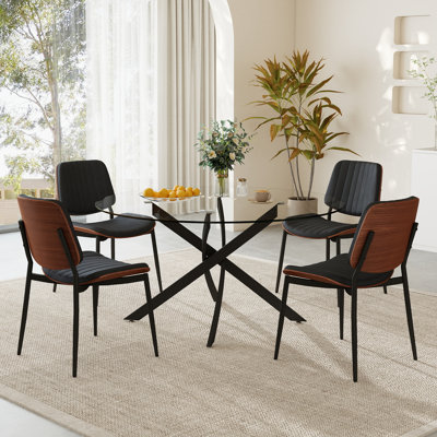 47in Round Glass Pedestal Dining Set