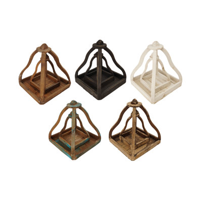 Bell Farmhouse Wooden Lanterns-Nesting Pair-White