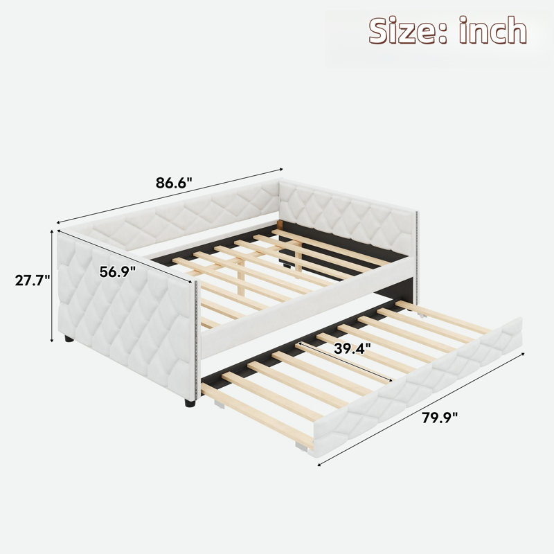 Upholstered Daybed With Trundle And Led