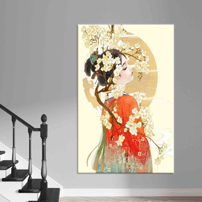 Abstract 3D Japanese Geisha Custom Wall Decor Home Art Perfect As a Unique Canvas Gift for Your Loved Ones