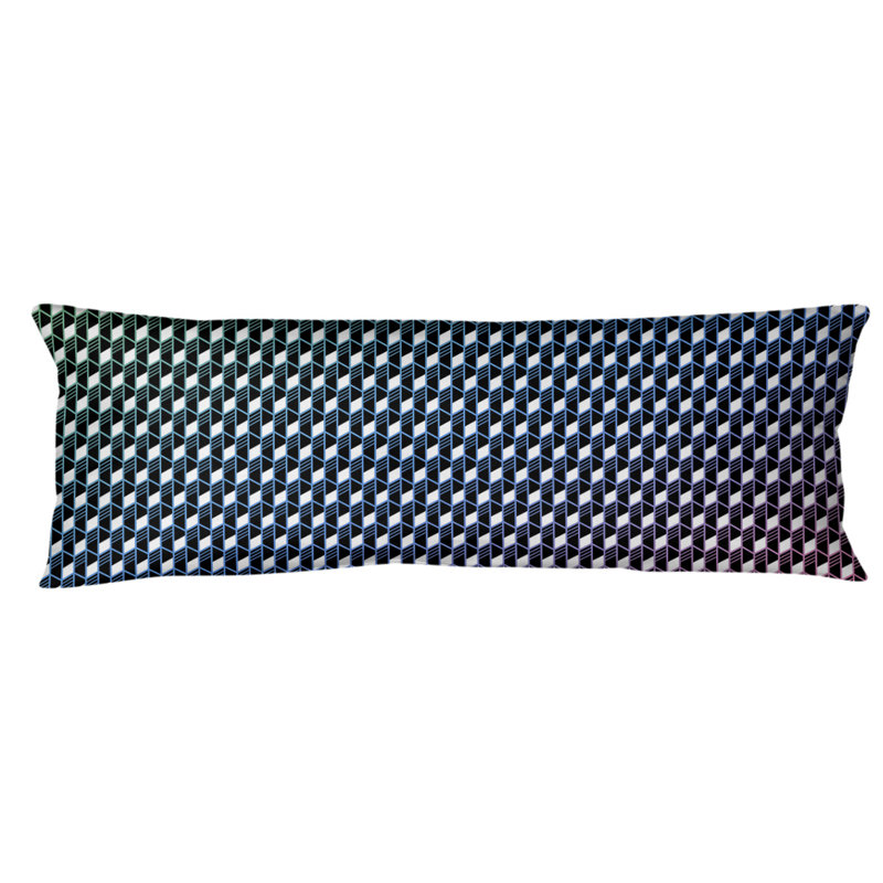 Oreiller pour le corps 20 po x 54 po Abbate, Bleu / Vert / Rose, Rayures