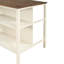 Îlot de cuisine en bois massif 45 po, 2 sièges, plateau de table de boucher, tablettes ouvertes, îlot rustique en noyer et blanc crème. Avec tablette de rangement. Blanc. Table de préparation pour table contemporaine