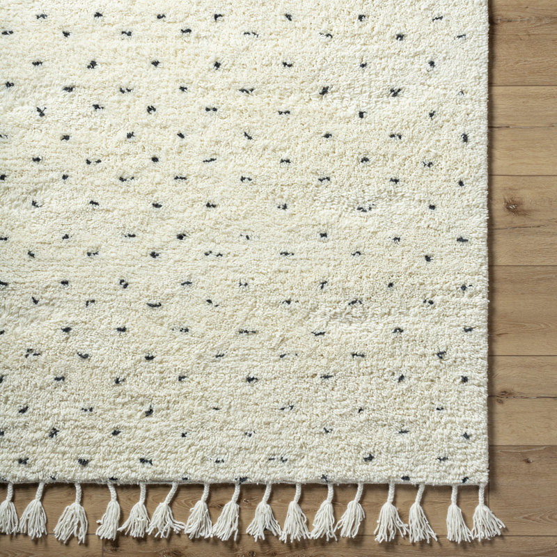 Kyra White and Black Wool Geometric 8' x 10' Rug