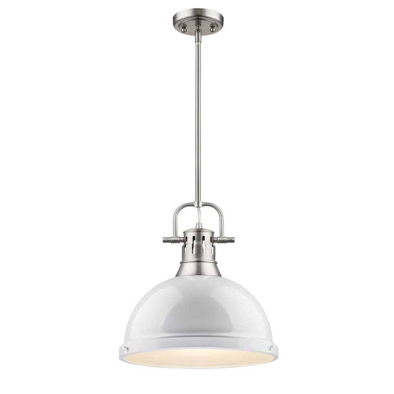Luminaire suspendu dôme en acier à intensité variable 1 lumière Calico, Blanc, Étain