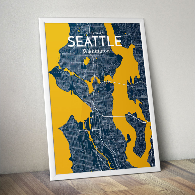 Seattle City Map - No Frame Print, 50.8cm H x 40.6cm W x 0.13cm D